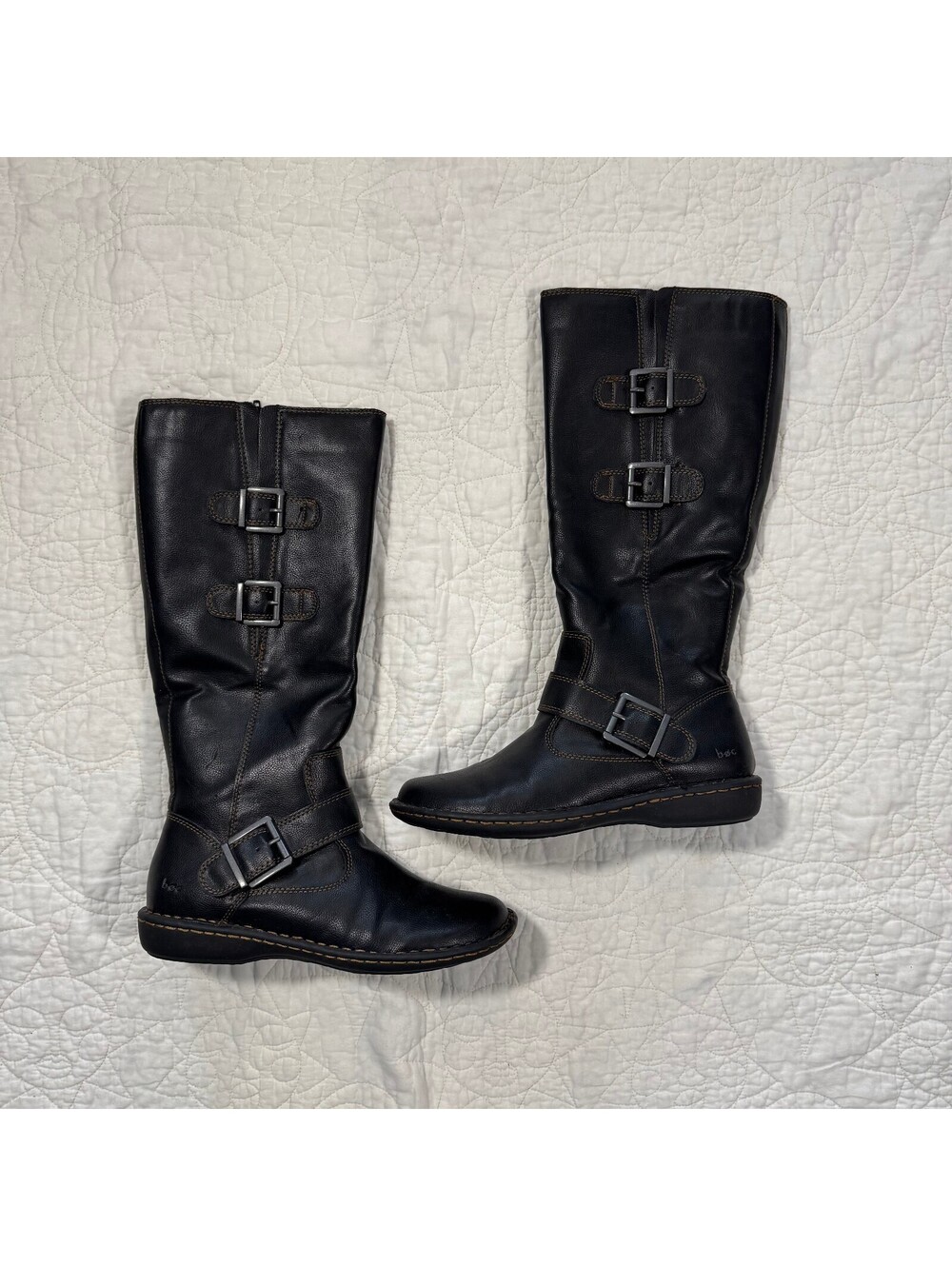 b.o.c Black Leather Knee High Riding Boots Size 8.5